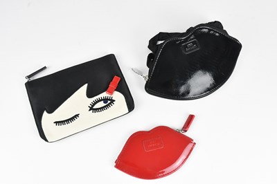 Lot 1537 - LULU GUINNESS; a black patent leather 'lip'...