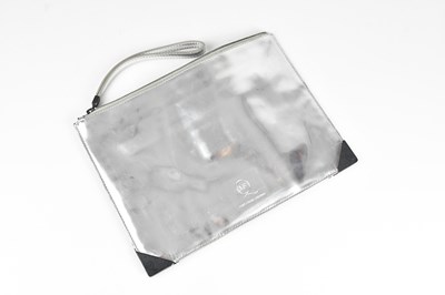 Lot 1552 - ALEXANDER MCQUEEN; a patent leather silver...