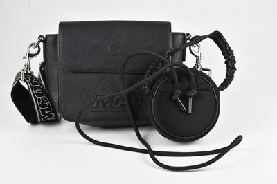 Lot 1494 - ALEXANDER MCQUEEN; a black Saffiano leather...