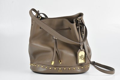 Lot 1553 - RALPH LAUREN; a taupe pebbled leather bucket...