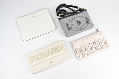 Lot 1490 - RALPH LAUREN; a cream pebbled leather pouch, a...