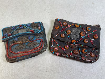 Lot 408 - Two unusual North African leather bags, one...