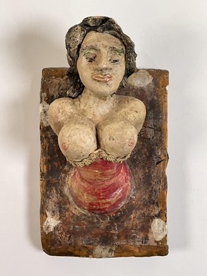 Lot 145 - An unusual ceramic and plaster wall plaque,...