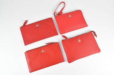 Lot 1181 - VIVIENNE WESTWOOD; a red pebbled leather pouch...