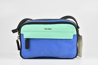 Lot 1527 - PAUL SMITH; a grained leather blue and mint...
