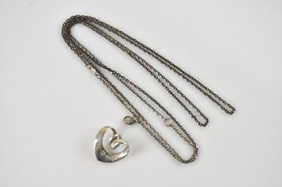Lot 405 - GEORG JENSEN; a heart shaped pendant stamped...