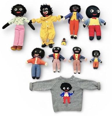 Lot 431 - Eight assorted vintage Golly toys, height of...