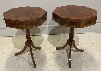 Lot 35 - A pair of reproduction yew octagonal...