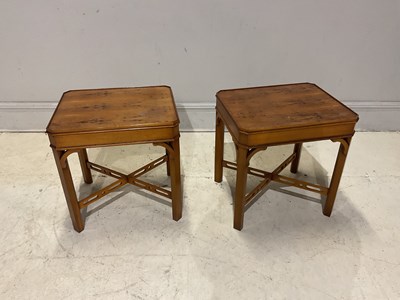 Lot 111 - A pair of reproduction yew wood rectangular...