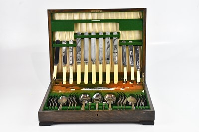 Lot 18 - An oak cased six setting canteen of electro...