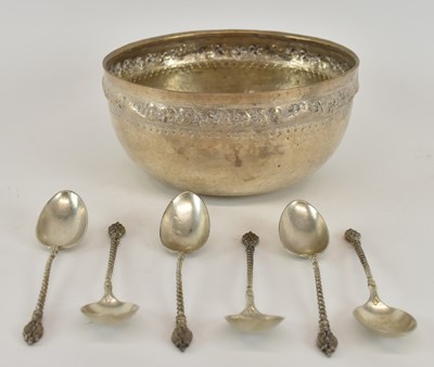 Lot 1192 - A set of six 800 grade silver coffee spoons...