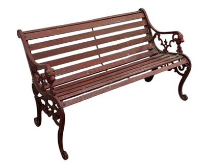 Lot 85 - A Victorian red painted garden bench, with...