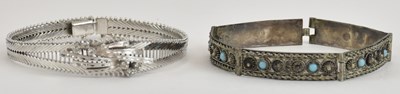 Lot 1422 - An 835 grade silver white stone set bracelet,...