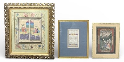 Lot 1011 - An Indian Mughal gilt heightened watercolour...