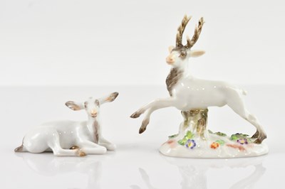 Lot 173 - MEISSEN; two 20th century miniature porcelain...