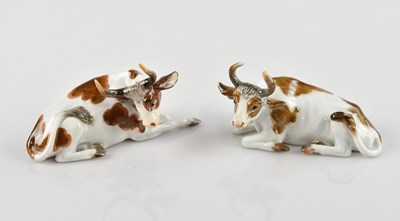 Lot 163 - MEISSEN; two miniature porcelain models of...