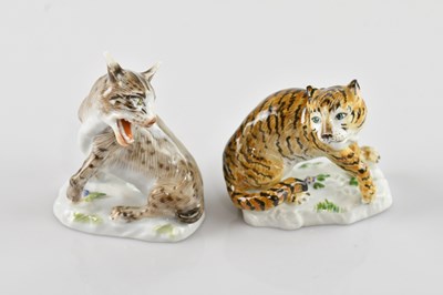 Lot 164 - MEISSEN; two 20th century miniature porcelain...