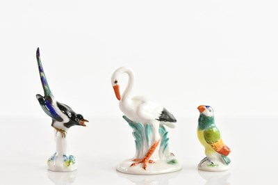 Lot 172 - MEISSEN; a miniature model of a crane, height...