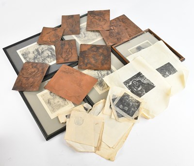 Lot 1290 - A collection of etchings and copper plates,...