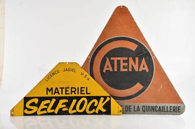 Lot 284 - Two vintage advertising triangular shaped tin...