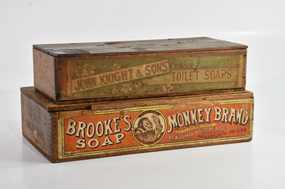 Lot 304 - Two vintage original wooden advertising boxes,...