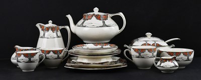 Lot 1068 - CROWN DUCAL; an 'Orange Tree' pattern part tea...