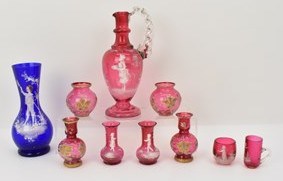 Lot 598 - A group of coloured Victorian enamelled...