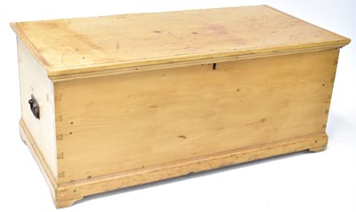 Lot 28 - A large pine bedding box with iron furnishings,...