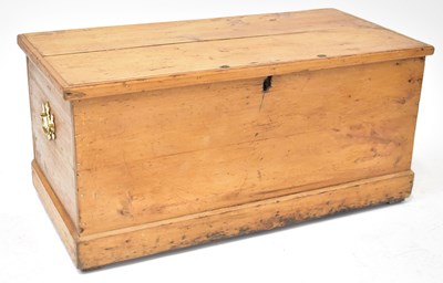 Lot 53 - A pine bedding box with brass furnishings,...
