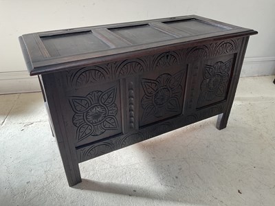 Lot 1081 - A late 17th century and later oak coffer, with...