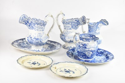 Lot 250 - A collection of 19th century blue and white...