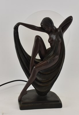Lot 106 - An Art Deco style bronzed resin figural table...