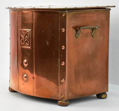 Lot 481 - An Arts and Crafts style copper clad coal bin...