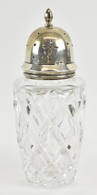 Lot 1184 - A George V hallmarked silver topped cut glass...