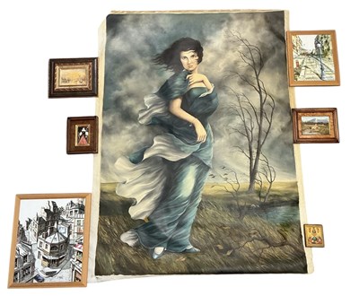 Lot 249 - J F PAPPAS; a large oil on canvas, portrait of...
