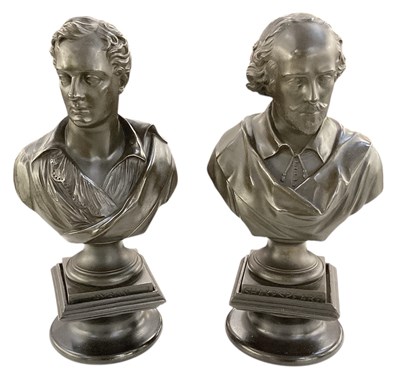 Lot 605 - Two early 20th century bronzed spelter busts...