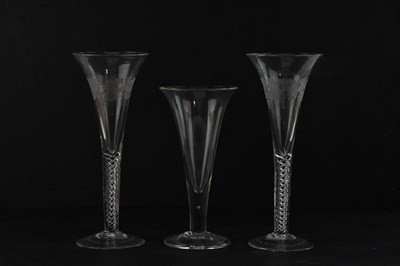 Lot 348 - Three large 19th century style wine glasses,...
