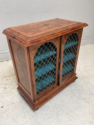 Lot 1084 - A reproduction walnut and inlaid side cabinet,...