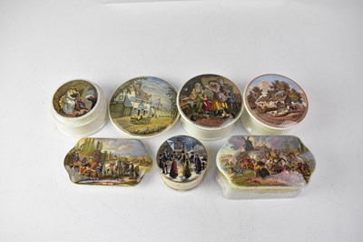 Lot 634 - Five 19th century Pratt Ware ceramic boxes to...