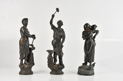 Lot 1343 - A group of three spelter figures including two...