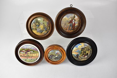 Lot 632 - Five 19th century Pratt Ware framed pot lids,...