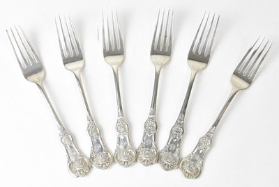 Lot 591 - A set of six Glasgow hallmarked silver King's...