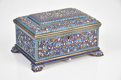 Lot 77 - A Russian 84 zolotnik silver and enamel casket,...