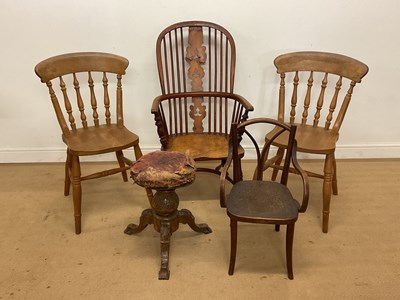 Lot 548 - A Victorian high back ash and elm Windsor...