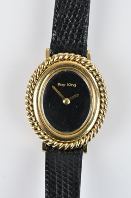 Lot 1055 - ROY KING; a lady's 9ct gold cased wristwatch,...