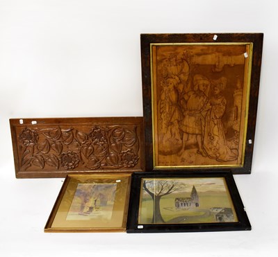 Lot 760 - INDISTINCTLY SIGNED; watercolour, interior of...