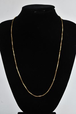 Lot 392 - A 9ct yellow gold box link necklace, length...