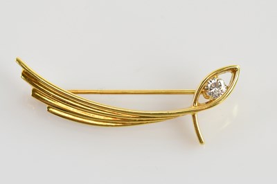 Lot 155 - An 18ct yellow gold diamond set brooch, the...