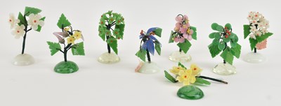 Lot 1069 - Eight modern Chinese carved hardstone place...