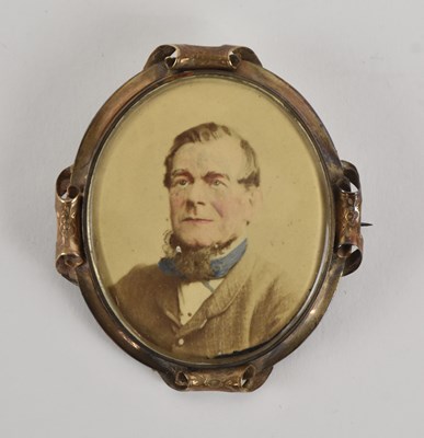 Lot 1396 - A late 19th century yellow metal mounted oval...